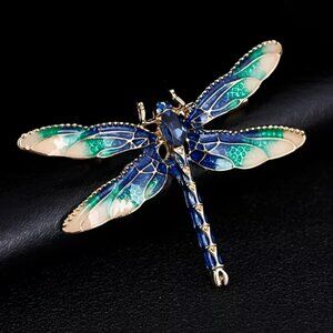 🍏50% OFF/3+...Vibrant Blue and Green Dragonfly Brooch